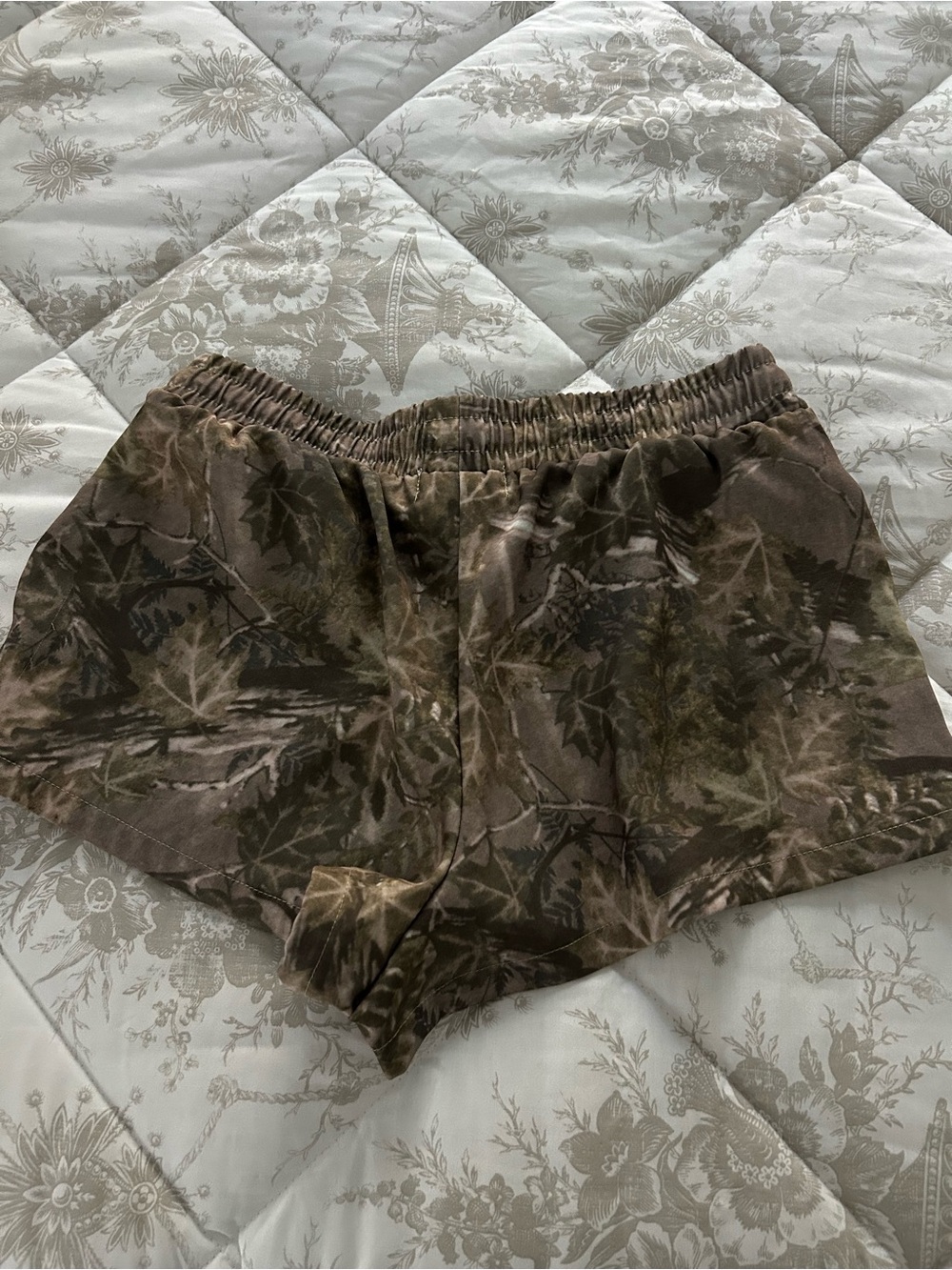 Women’s Brown Camo Athletic Drawstring Shorts - Picture 2 of 3